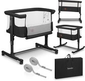 Lionelo Aurora 3in1 Co-sleeper - Babybedje tot 9 kg - Meegroeibed - 4 wielen met rem - Campingbedje – Verstelbare Hoogte – Ademend Gaas – Inclusief Matras & Transporttas – Afneembare Bekleding