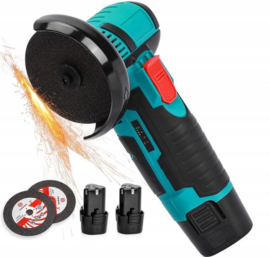 Accu Haakse Slijper Ø76mm - Mini Slijptol - incl. twee 21V accu's - Brushless