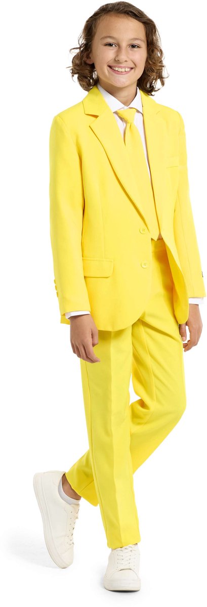 Suitmeister BOYS Solid Yellow - Casual Jongens Pak - Kostuum - Inclusief Blazer, Stropdas en Pantalon - Maat M