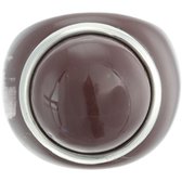 Behave - Ring - Bague en plastique marron avec monture argentée - Accessoire Uniek, bohème chic et Trendy - Sans nickel