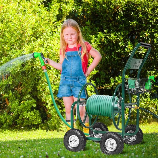 COSTWAY Slangwagen voor tuinslang, 80 m, voor 5/8 inch slang, slanghaspel met mand, slanghouder metaal, slanghaspel met 189 cm aansluitslang van Merkloos	 — afbeelding 5