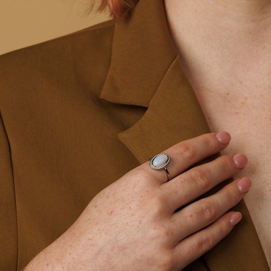 My Bendel - Bague Vintage avec pierre de quartz - Bague en acier inoxydable avec belle pierre de quartz - Avec coffret cadeau de luxe