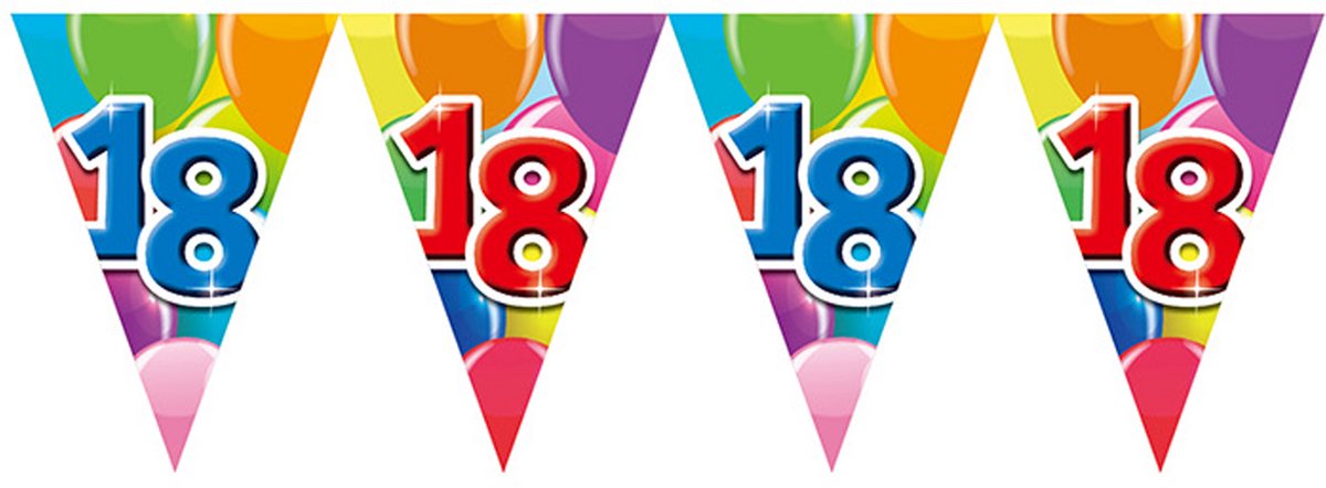 12x Vlaggenlijn 18 jaar 10 meter dubbelzijdig bedrukt - Verjaardag Feestje Vlag Vlaggen Versiering Slinger Feestdecoratie Decoratie