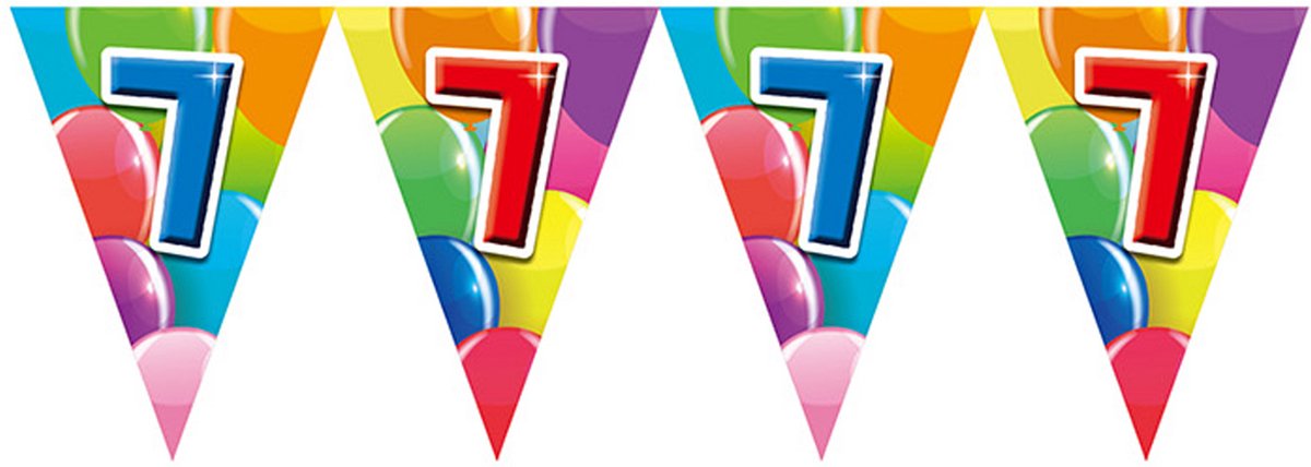 12x Vlaggenlijn 7 jaar 10 meter dubbelzijdig bedrukt - Verjaardag Feestje Vlag Vlaggen Versiering Slinger Feestdecoratie Decoratie