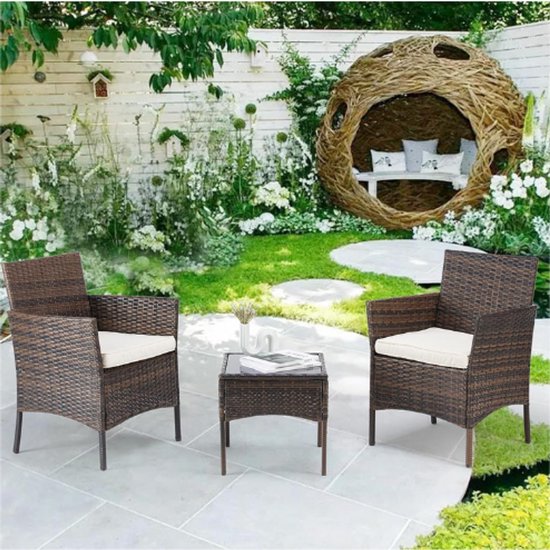 Grand patio Bistro Set van 3 tuinmeubelen, zitgroep, 2 stoelen en 1 tafel, premium staal, inklapbaar, balkonset voor binnenplaats, tuin, buiten (wit