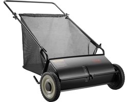Grasmaaier - Handmatige Tuinveger - 66 cm Werkbreedte - 198L Opvangzak - Verstelbare Borstelhoogte - Stevige Stalen Constructie - Geschikt voor Gazon - Oprit en Tuin
