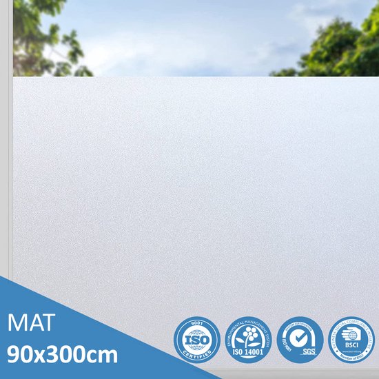 Film pour vitres BODESSA™ - Verre dépoli - Intimité - Autocollant - Film anti-vue - 90 x 300cm