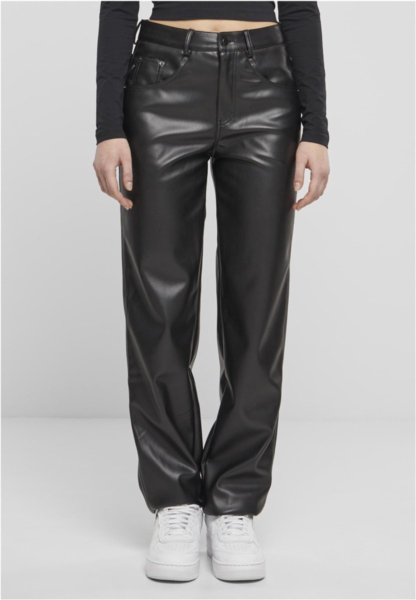 Urban Classics Straight Leg Synthetic Leather Broek rechte pijpen Taille 28 inch Zwart