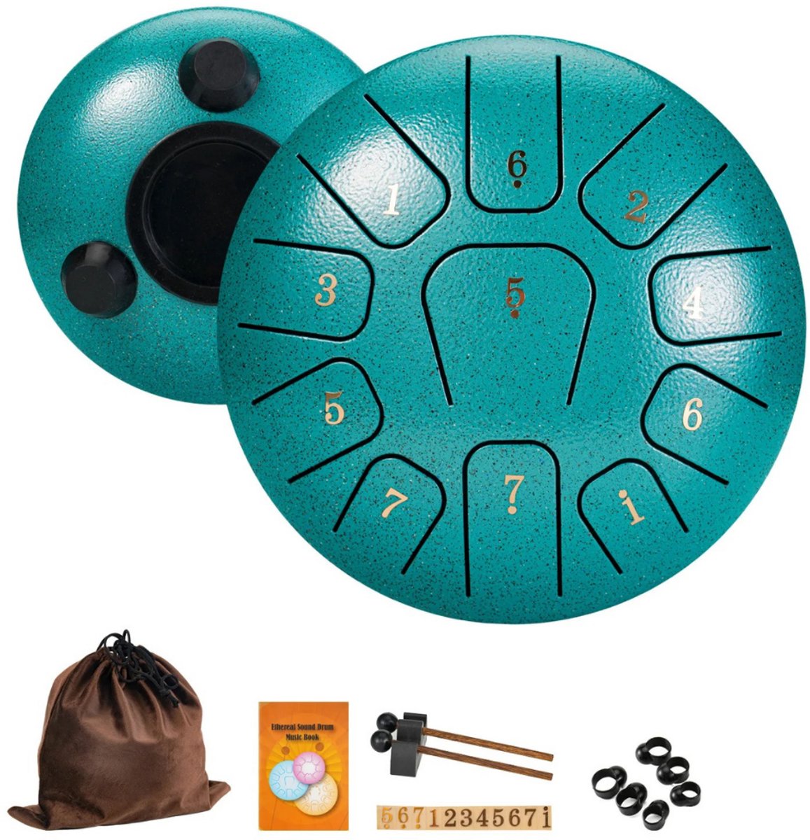 Bovista Handpan - Tongue Drum - Steel - Regen - Klankschaal - Groen