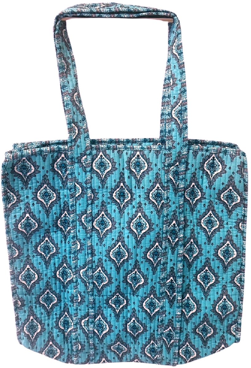 Shoppingbag / Strandtas Kantha Lichtblauw 37x48 cm