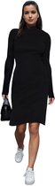 Trendyol Zwarte Bodycon Split Ronde Hals Midi Elastische Geribbelde Gebreide Kokerjurk Twoaw21El0135