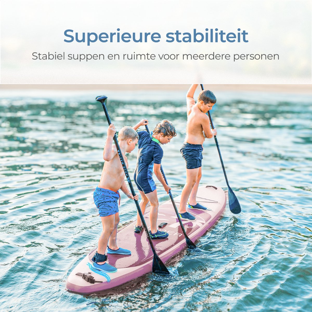 Supper Sup Board - Max. 120KG - Opblaasbaar – Paddle Board – Pomp – Vin – Leash – Draagtas – 285 x 76 cm - Roze – foto 2