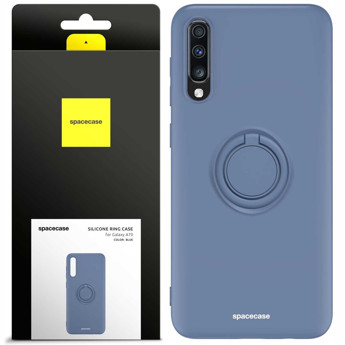 Spacecase Siliconen Case Ring Voor Galaxy A70 Blauwe Cover
