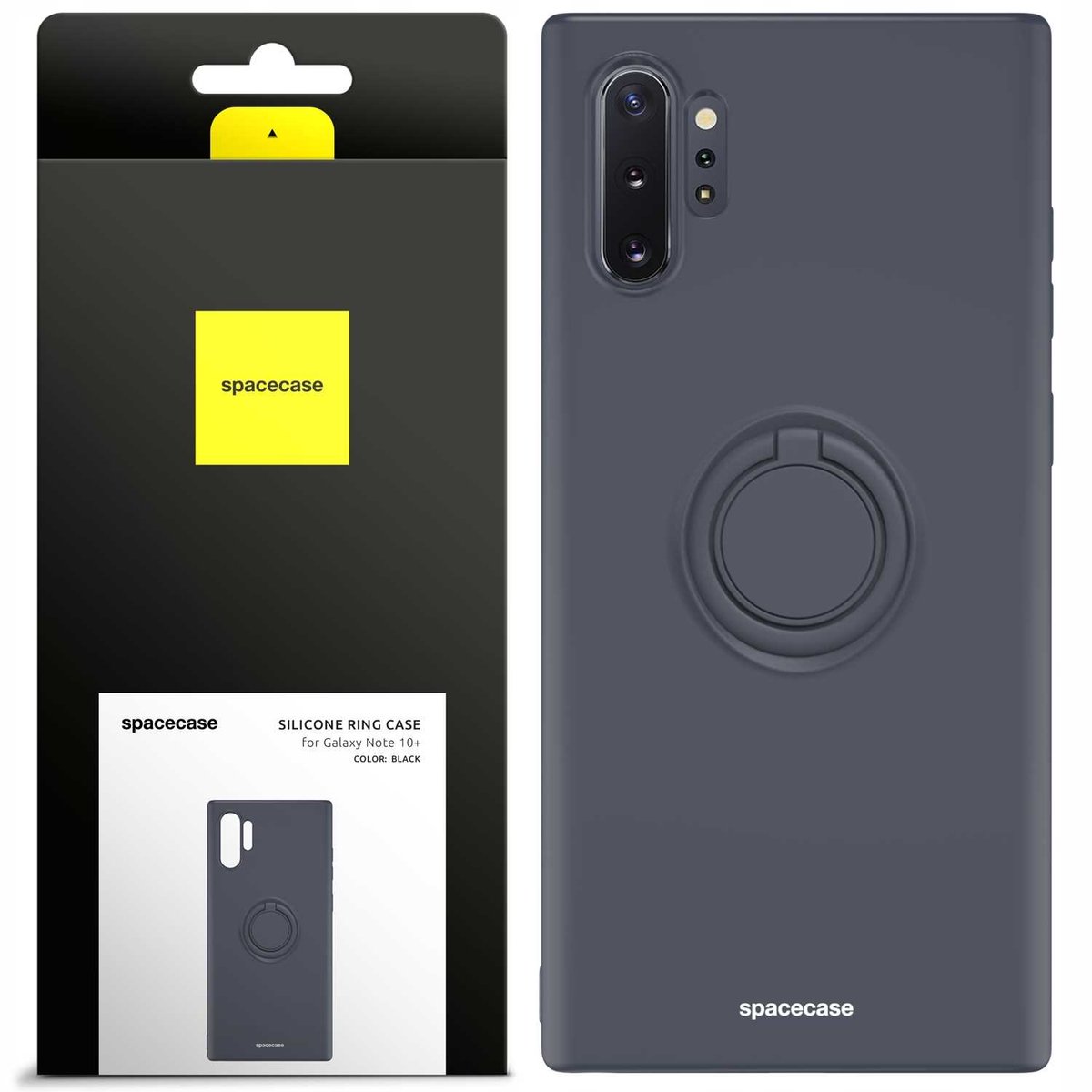 Spacecase Siliconen Case Ring Voor Samsung Galaxy Note 10+ Zwart
