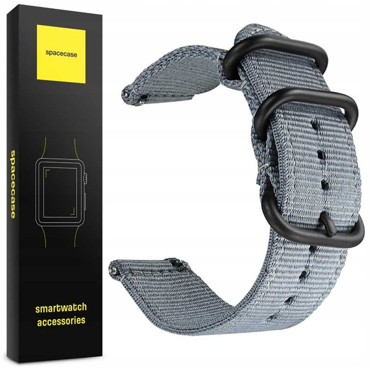 Spacecase Nato Horlogeband Band 22Mm Grijs Voor Universeel Gebruik