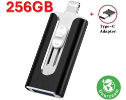 Eletrova® USB Stick | Draagbare USB Stick | Telefoon Opslag | Opslag 256GB | Incl. Adapters | Voor Apple, Android & Windows
