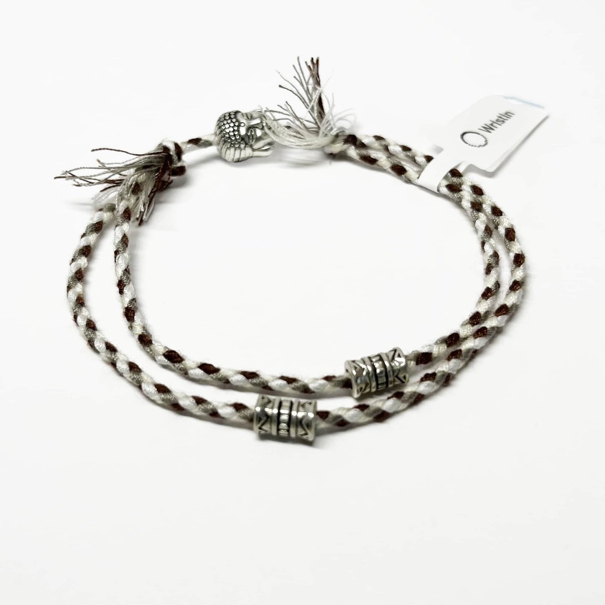 Wristin - Tibetaanse armband buddha bruin/wit