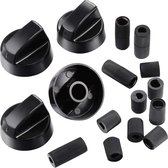 Fornuisknoppen - 4stuks - Universele schakelknoppen - Fornuis knoppen - Ovenknoppen - Universele knoppenset voor gaskookplaat - knop van fornuis - knoppen voor kookplaat gasfornuis - luxe universele kookplaat - gasfornuisknoppen - zwart