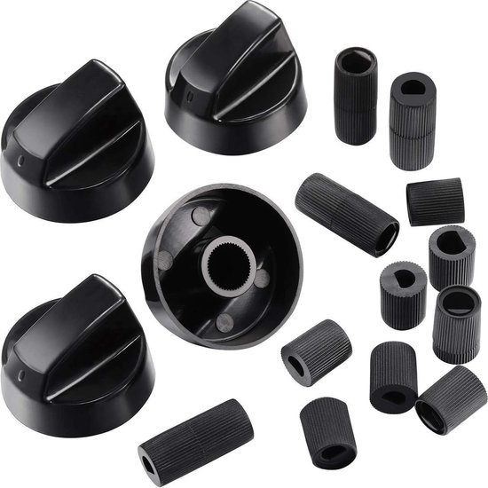 Fornuisknoppen - 4stuks - Universele schakelknoppen - Fornuis knoppen - Ovenknoppen - Universele knoppenset voor gaskookplaat - knop van fornuis - knoppen voor kookplaat gasfornuis - luxe universele kookplaat - gasfornuisknoppen - zwart