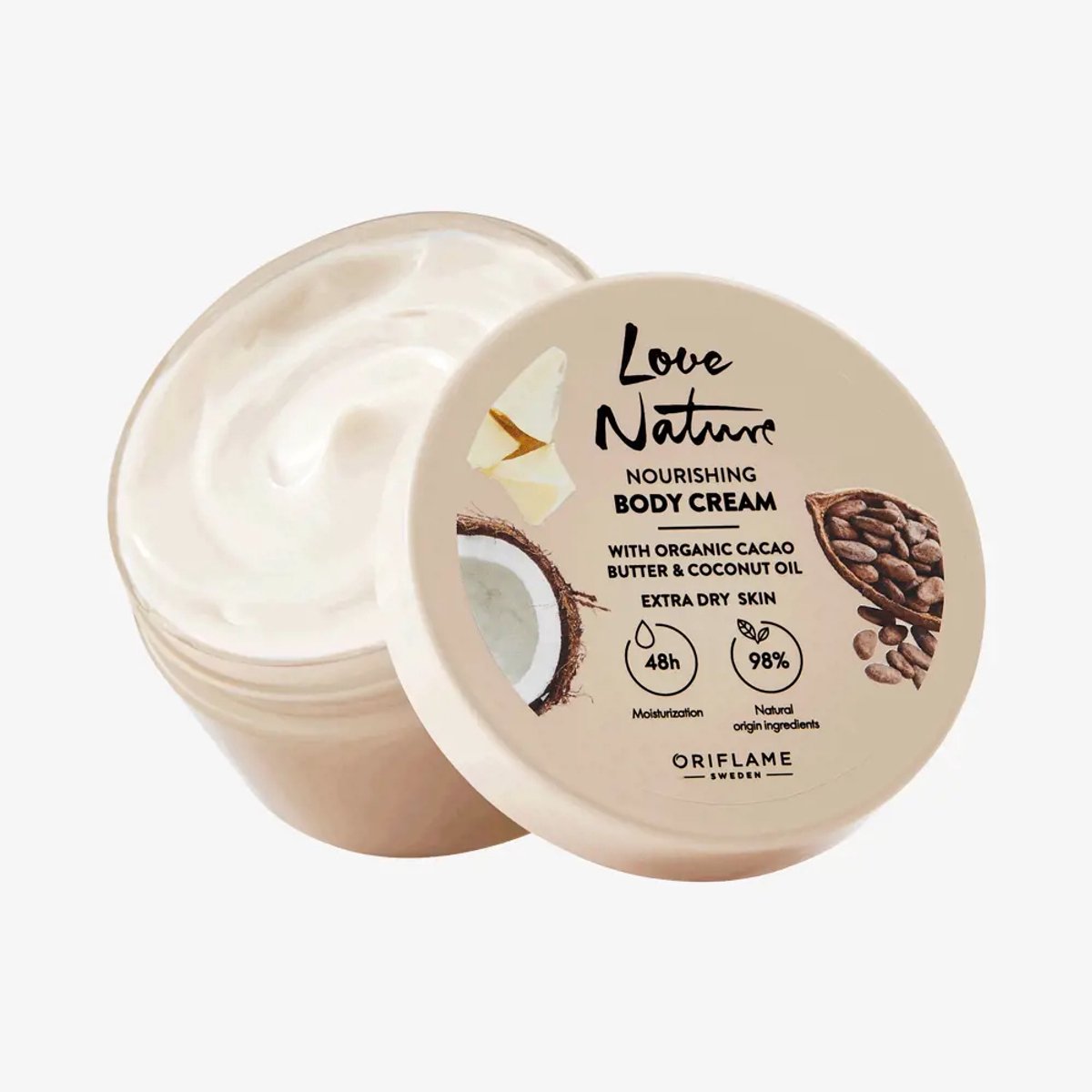 Love Nature Nourishing Body Cream with Organic Cacao Butter & Coconut Oil