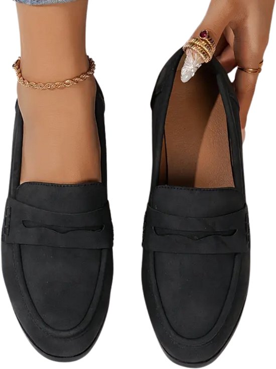 Livano Loafers Dames - Met Hak - Damesschoenen - Instappers - Zwart - Maat 35