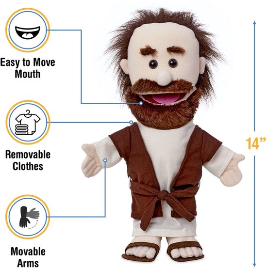 Sillypuppets - Handpoppen - Bijbelse Handpop Jozef Sillypuppets 35cm - Bijbelverhalen - Kerstverhaal - Doop - Communie