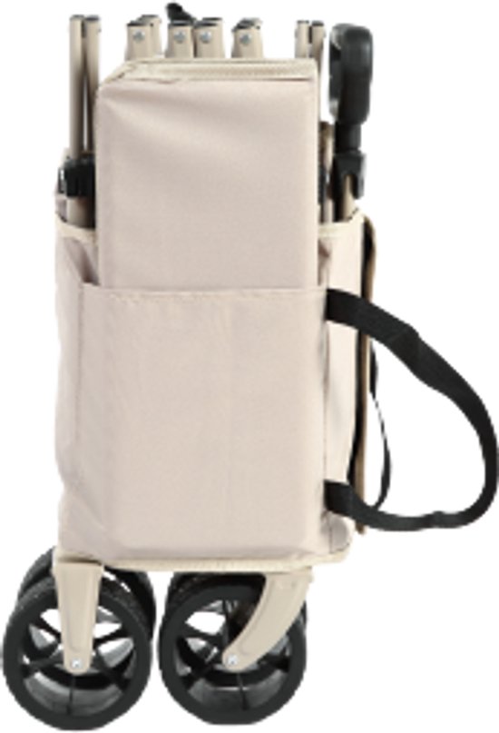 Opvouwbare bolderkarren, opvouwbare bolderkar met terreinwielen, zware tuinkarren met verstelbaar handvat, multifunctionele bolderkar voor kamperen winkelen sportvissen, beige van Sekey — afbeelding 3