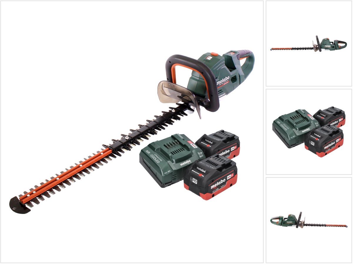Metabo HS 18 LTX BL 65 accu heggenschaar 18 V 60 cm borstelloos + 2x accu 5,5 Ah + lader