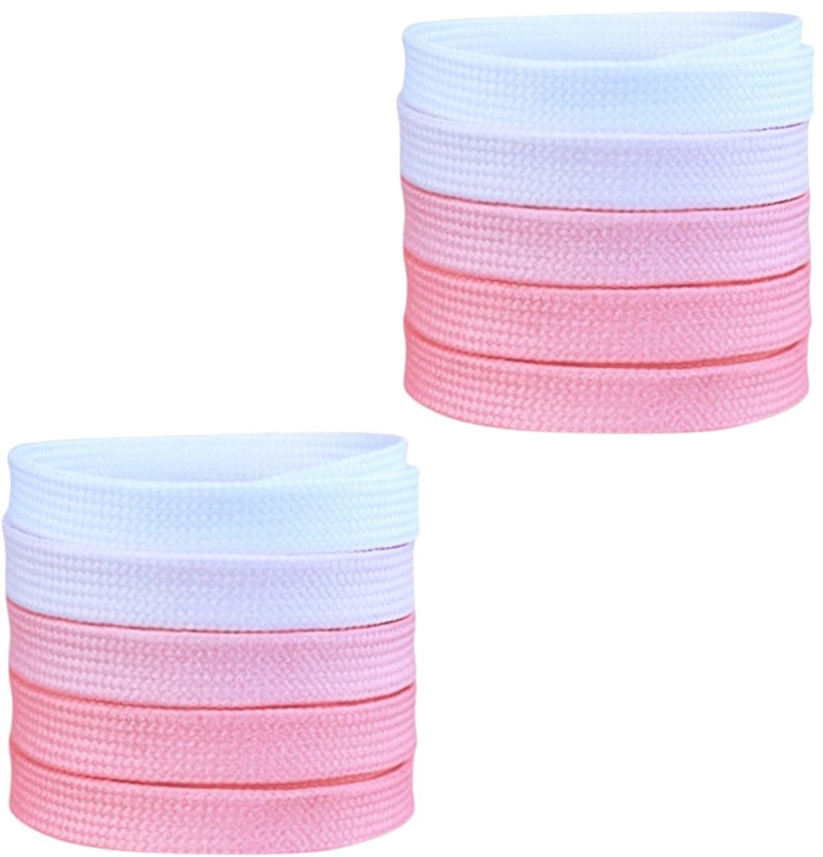 Fako Fashion - Schoenveters - Veters - Plat - 8mm - 120cm - 1 Paar - 2 Stuks - Wit/Roze