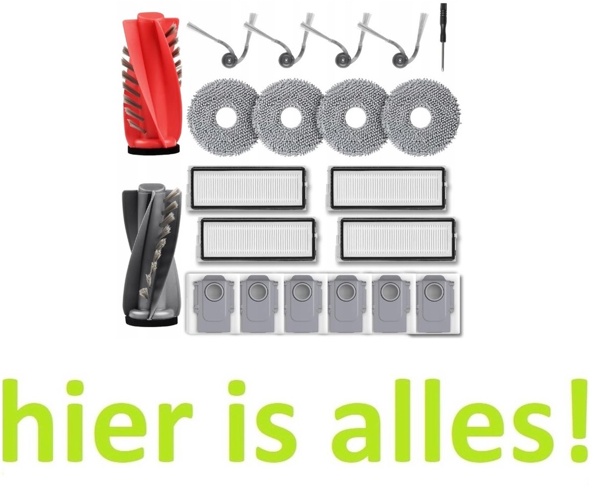 Grote accessoireset compatibel met Roborock Q Revo Curv / Q Revo EDGE / Q Revo 5AE- 21 onderdelen - zakken - moppen - filters - Hoogwaardige vervanging