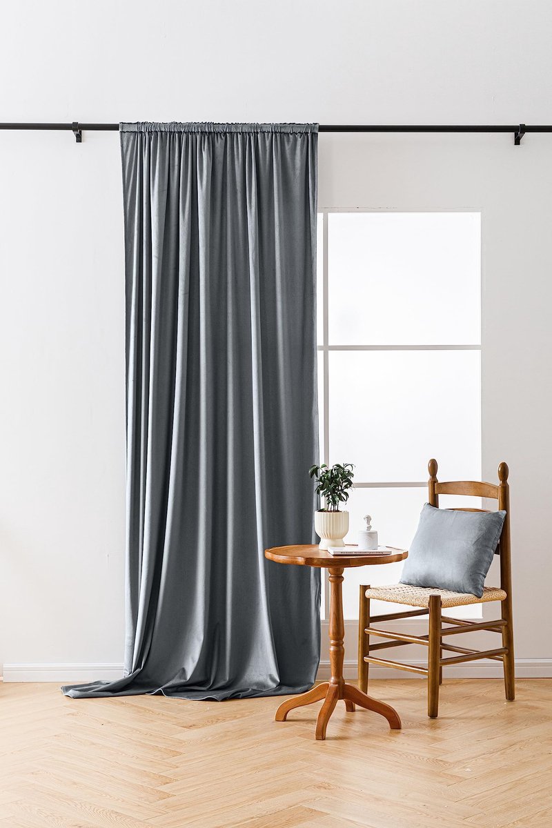 My Ninki ® Elegant en Functioneel Verduisteringsgordijn voor Slaapkamer en Woonkamer met Luxe Fluwelen Textuur grijs