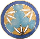 Behave® Broche vintage rond blauw bruin emaille 5 cm