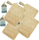 Elicious® - Loofah - Afwas Pad - Rechthoek - Set van 4 - 100% Natuurlijk - Plantaardig - Biologisch Afbreekbaar - Afwasspons - Keukenspons - Natuurspons - Schuurspons - Plasticvrij - Duurzaam - Dierproefvrij - Vegan - Herbruikbaar