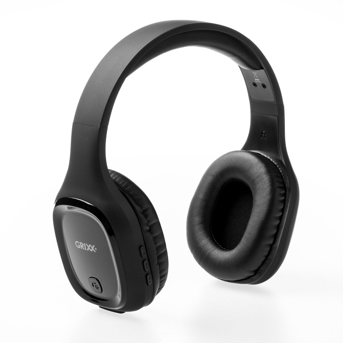 Grixx Draadloze Bluetooth Koptelefoon met Microfoon – On-Ear – 10 uur batterij – Lichtgewicht – 3.5mm kabel – Zwart / Blauw