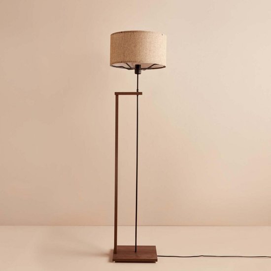 Asir - Houten Vloerlamp - Beige - 38 x 38 x 150 cm