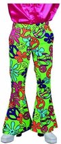 Hippie Kostuum | Gifgroene Flower Power Broek Man | XL | Carnaval kostuum | Verkleedkleding