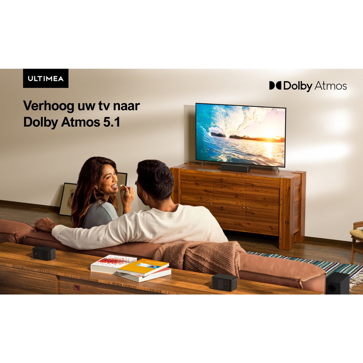 Afbeelding 3 van ULTIMEA Poseidon D60 Home Theater System: 5.1-kanaals Dolby Atmos-soundbar met draadloze subwoofer en 2 surround-luidsprekers