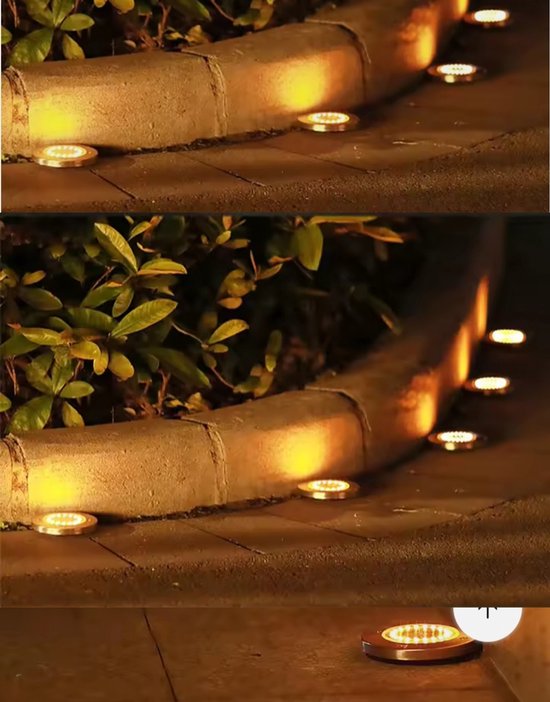 Wilktop Solar Ground Light Set of 10 Solar Lights for Garden Cold White with 8 LED Garden Spotlight Outdoor IP65 Waterproof