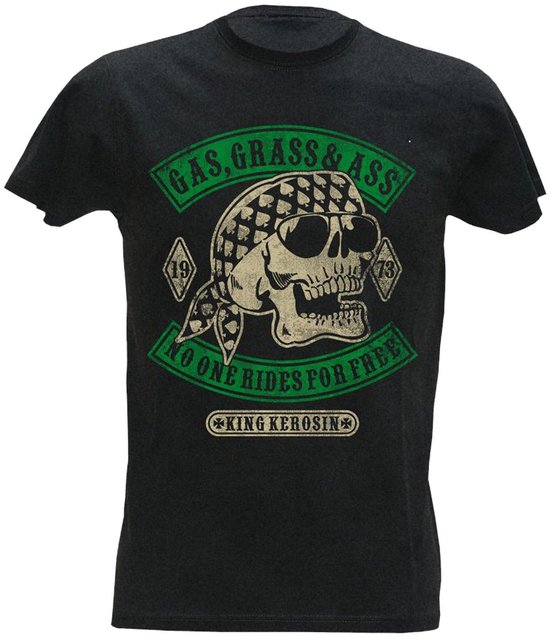 King Kerosin Shirt Gas, Grass & Ass Zwart