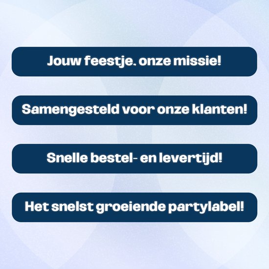 Tekst 'Jouw feestje, onze missie!'