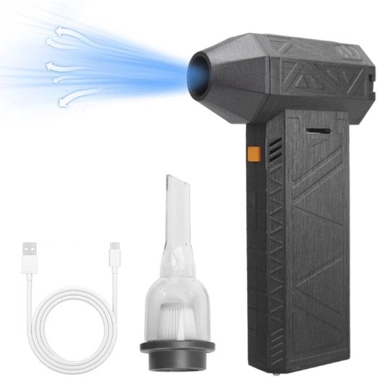 Turbo Jet Fan Luchtblazer Draadloos – Compact, Krachtig, 3 Snelheden, Magnetisch Opzetstuk, USB-C Opladen