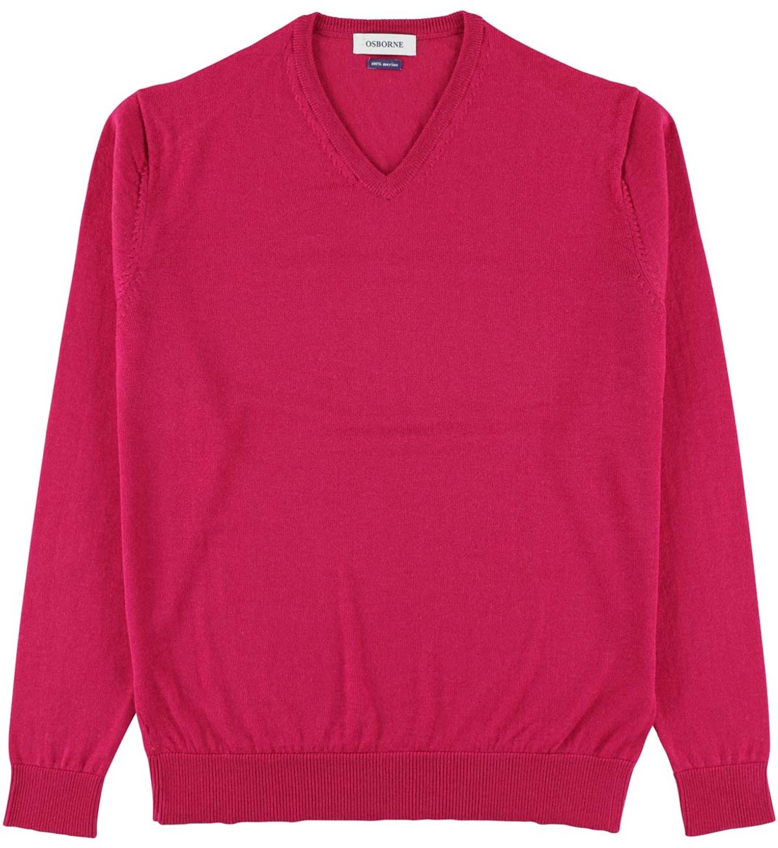 Osborne Knitwear Trui met V hals - Merino wol - Fuchsia - S