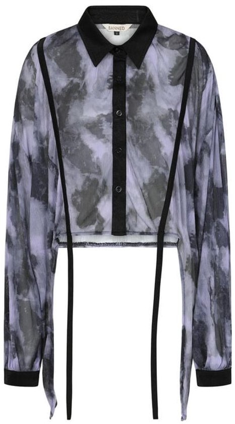 Foto: Banned selene mesh dames blouse zwart paars m