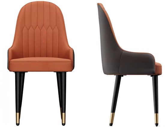 Chaises de salle à manger de Luxe - Set de 2 - Cuir microfibre - Dossier haut - Oranje