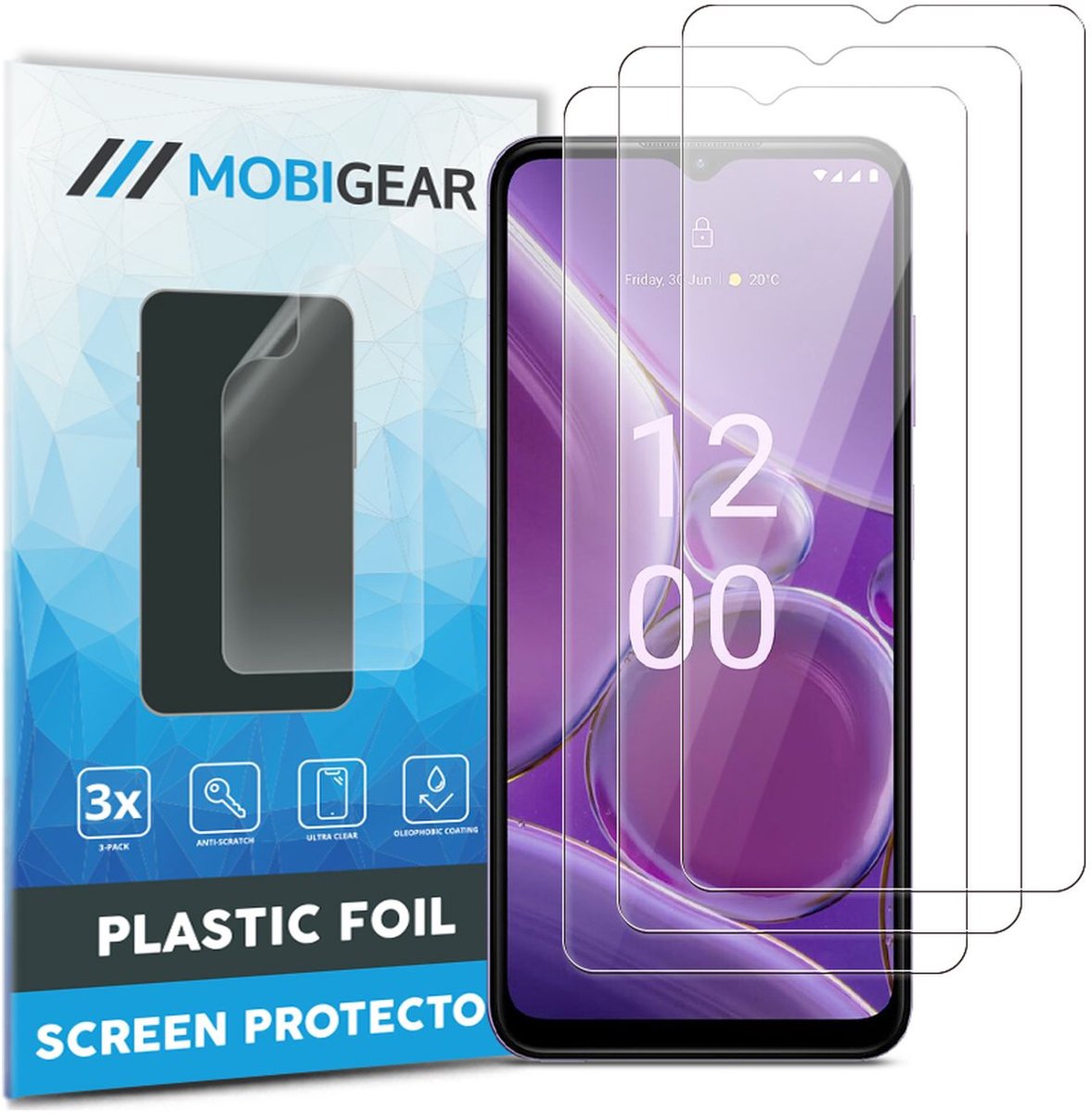 Mobigear Screenprotector geschikt voor Nokia G42 | Mobigear Screenprotector Folie - Case Friendly (3-Pack)