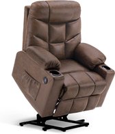 Bobby's Luxe Relax stoel - Chill stoel - USB Aansluiting - Bruin - Leer - Retro - Tv stoel - Sta Op Functie - 85 x 94 x 100 cm