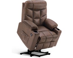 Bobby's Luxe Relax stoel - Chill stoel - USB Aansluiting - Bruin - Leer - Retro - Tv stoel - Sta Op Functie - 85 x 94 x 100 cm