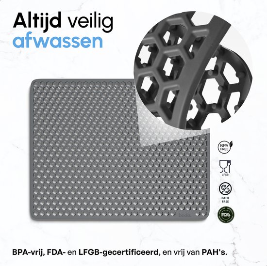 Bodo® – Tapis d'évier en Siliconen Grijs - 36 x 46 cm - Accessoires de vêtements pour bébé de Cuisine - Protecteur d'évier pour 40 x 50 cm - Sous-verres en Siliconen - Anti rayures - Accessoires de vêtements pour bébé d'évier