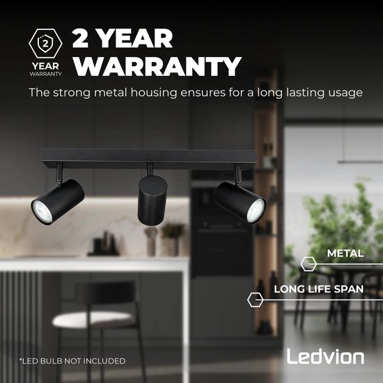 LED Deckenstrahler 3-fach Schwarz – Dimmbare Spotlights Mit GU10 Fassung, Kippbar & Inkl. Lampen