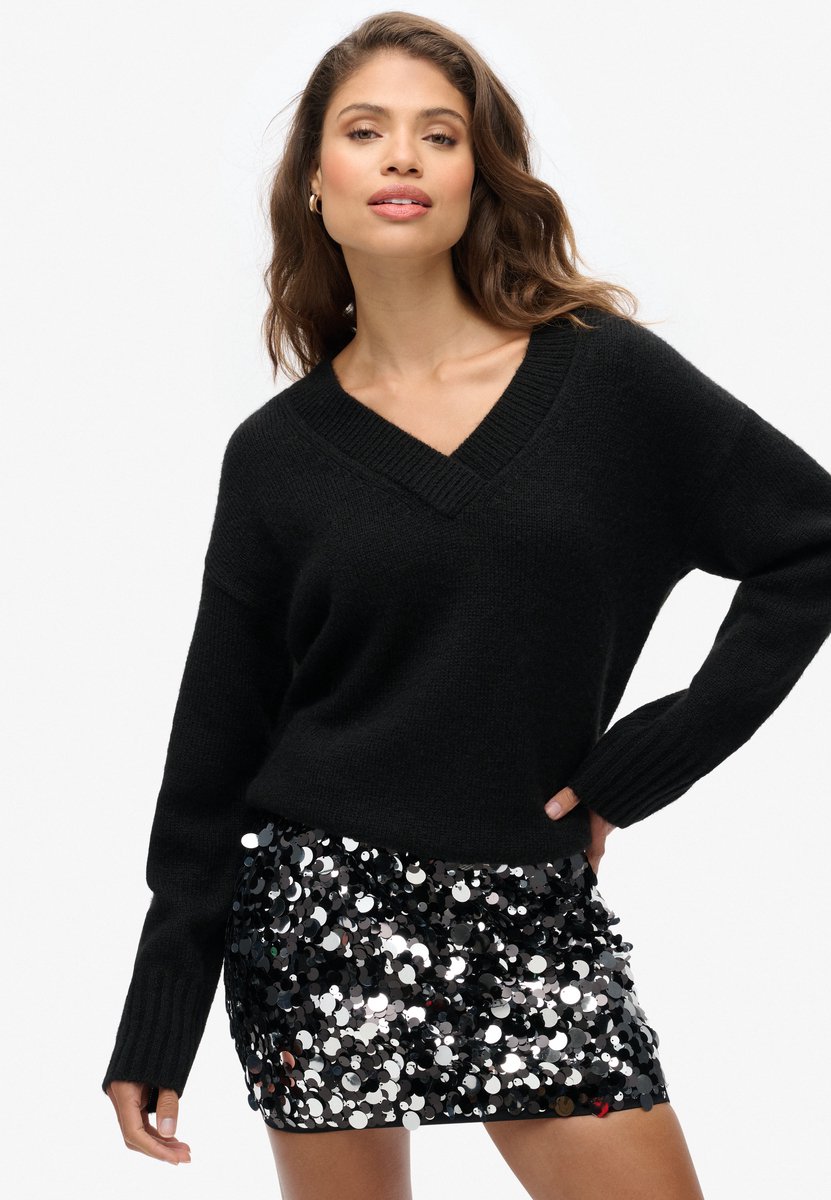 Superdry Essential trui met V-hals Dames Sweaters Zwart
